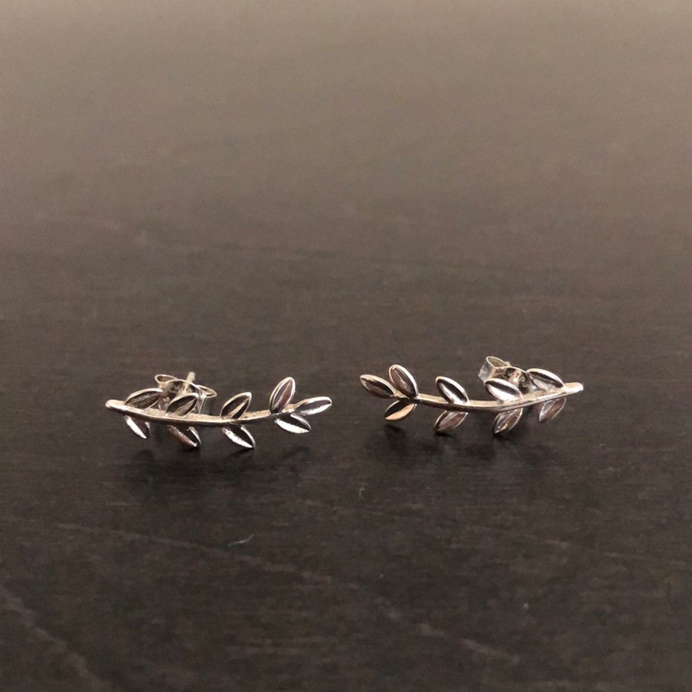 Leaf crawler earrings